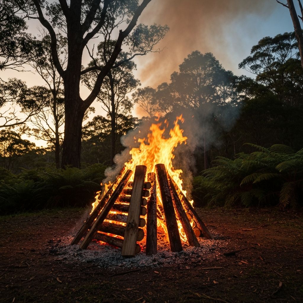 Heap of Wood Ignited at a Funeral